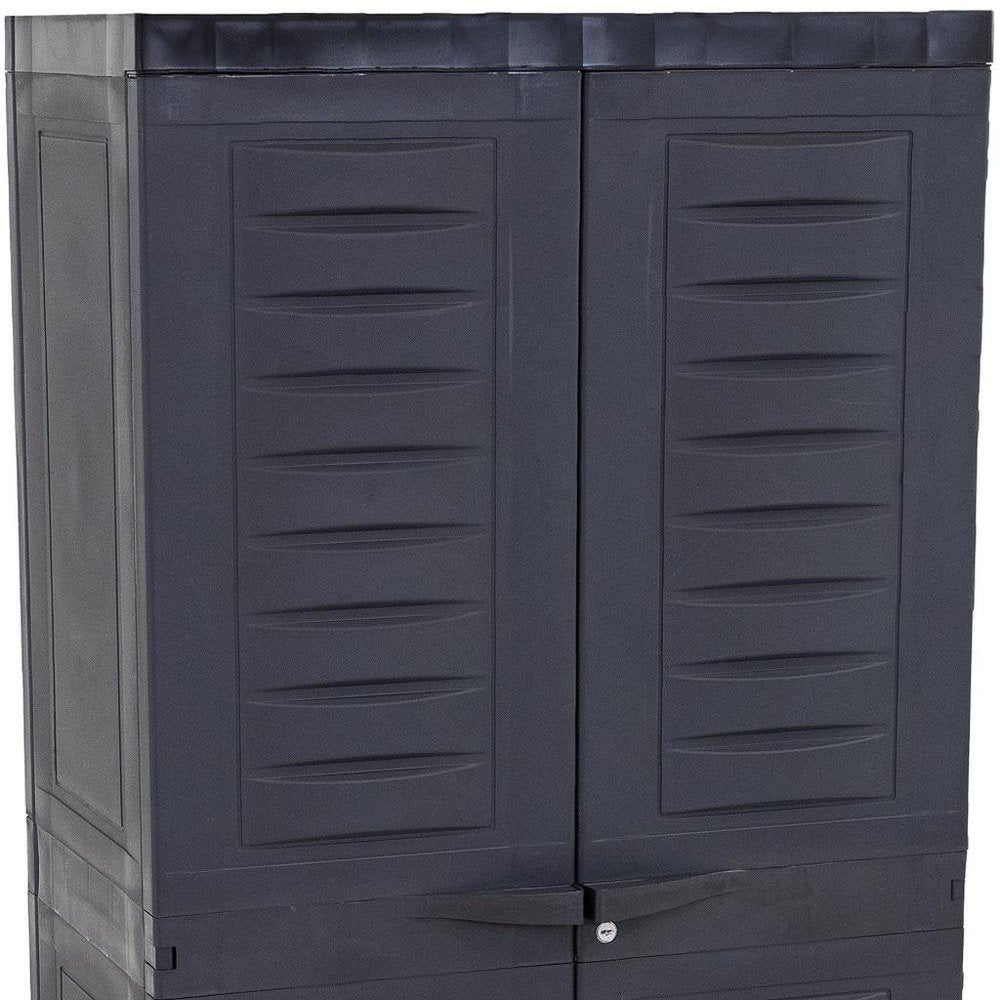 49" Dark Gray Heavy Duty Plastic Locking Two Door Utility Cabinet