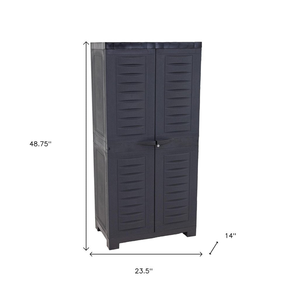 49" Dark Gray Heavy Duty Plastic Locking Two Door Utility Cabinet