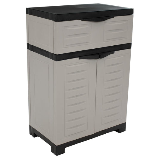 24" Gray Plastic Accent Cabinet With Two Doors And One Drawer