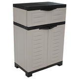 35" Gray Heavy Duty Plastic Two Door One Drawer Utility Cabinet