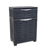 35" Dark Gray Heavy Duty Plastic Two Door One Drawer Utility Cabinet