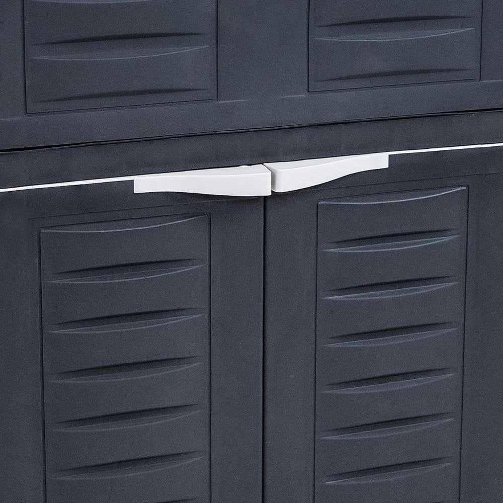 35" Dark Gray Heavy Duty Plastic Two Door One Drawer Utility Cabinet