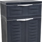 24" Charcoal Plastic Accent Cabinet With Two Doors And One Drawer