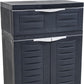 35" Dark Gray Heavy Duty Plastic Two Door One Drawer Utility Cabinet
