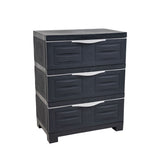 23" Charcoal Heavy Duty Plastic Cabinet With Three Drawers