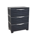 30" Dark Gray Heavy Duty Plastic Three Drawer Utility Cabinet