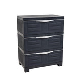 23" Charcoal Heavy Duty Plastic Cabinet With Three Drawers