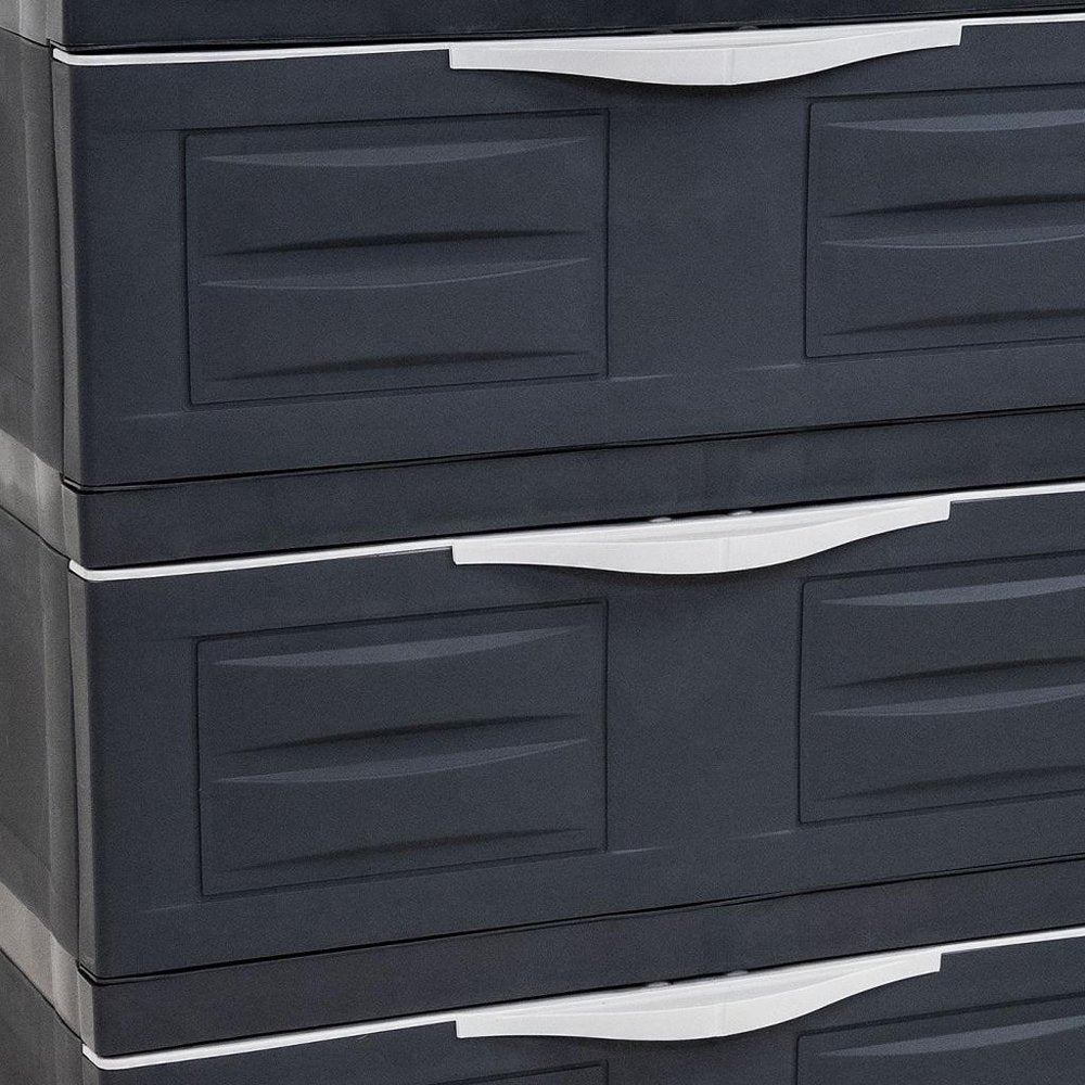 30" Dark Gray Heavy Duty Plastic Three Drawer Utility Cabinet