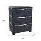 30" Dark Gray Heavy Duty Plastic Three Drawer Utility Cabinet