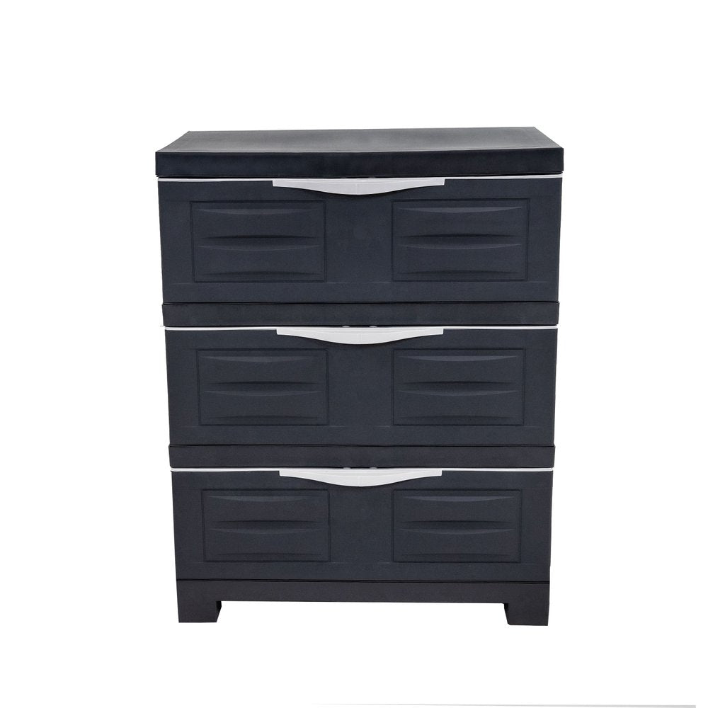 23" Charcoal Heavy Duty Plastic Cabinet With Three Drawers