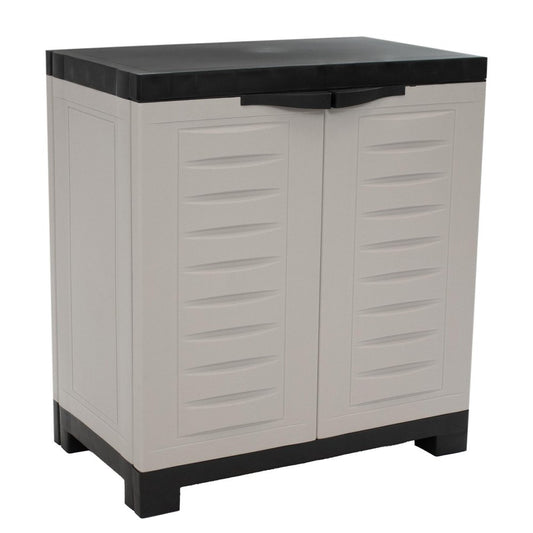 23" Black and Gray Plastic Accent Cabinet With Two Doors