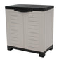23" Black and Gray Plastic Accent Cabinet With Two Doors