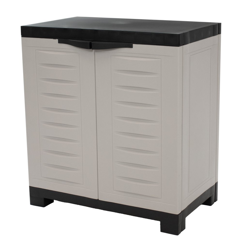 26" Gray And Black Heavy Duty Plastic Two Door Utility Cabinet