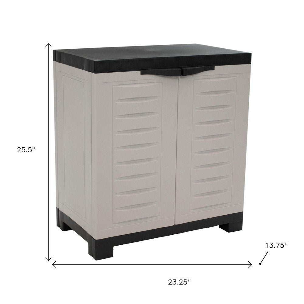 26" Gray And Black Heavy Duty Plastic Two Door Utility Cabinet