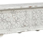 52" White Rustic Solid Wood Geometric Storage Ottoman