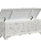 52" White Rustic Solid Wood Geometric Storage Ottoman