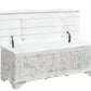 52" White Rustic Solid Wood Geometric Storage Ottoman