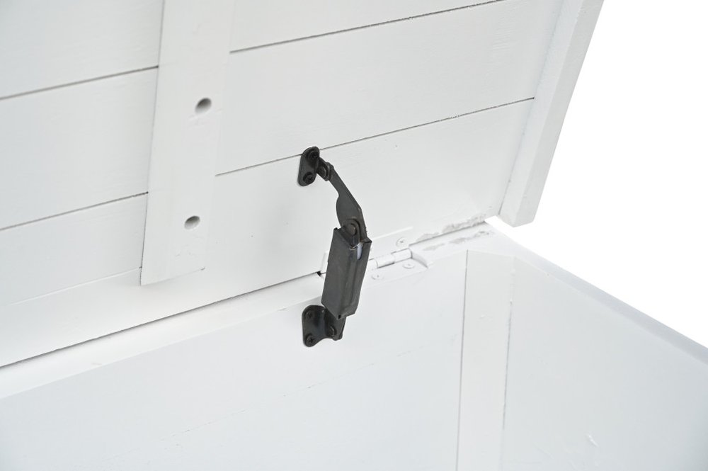 52" White Rustic Solid Wood Geometric Storage Ottoman