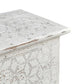 52" White Rustic Solid Wood Geometric Storage Ottoman