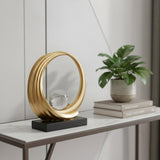 11" Gold Hand Painted Abstract Crystal Ball Tabletop Sculpture