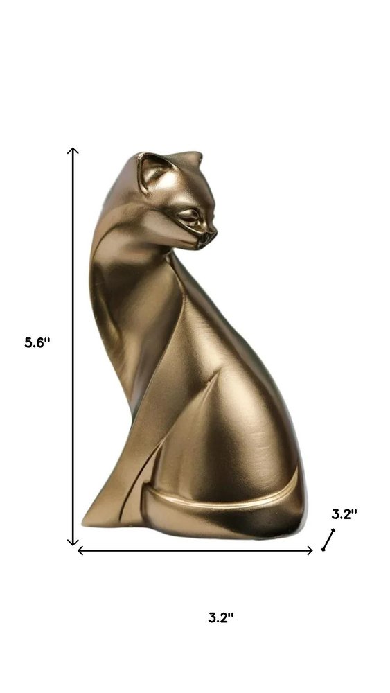 6" Bronze Resin Cat Hand Painted Figurine