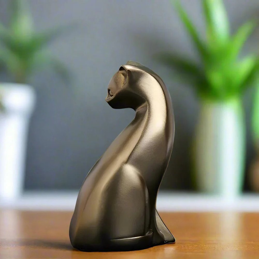 6" Bronze Resin Cat Hand Painted Figurine