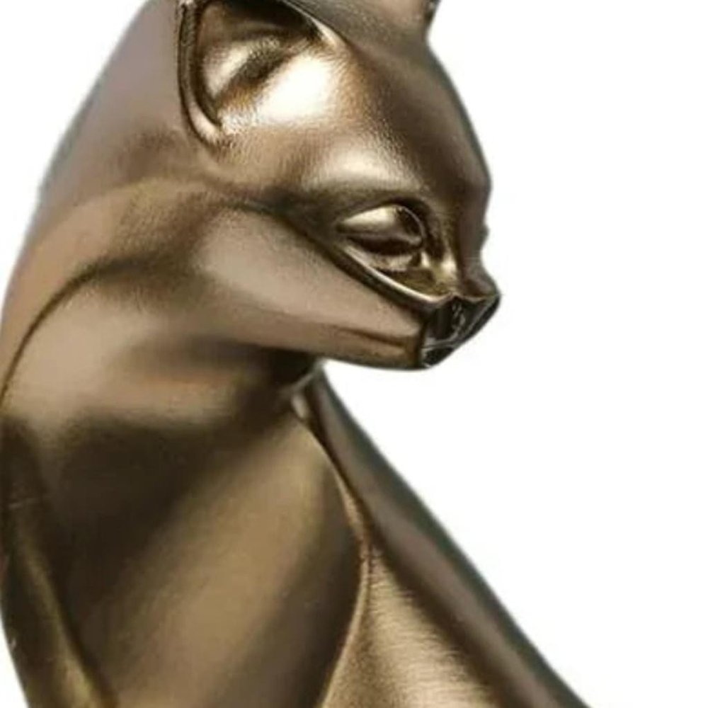 6" Bronze Resin Cat Hand Painted Figurine
