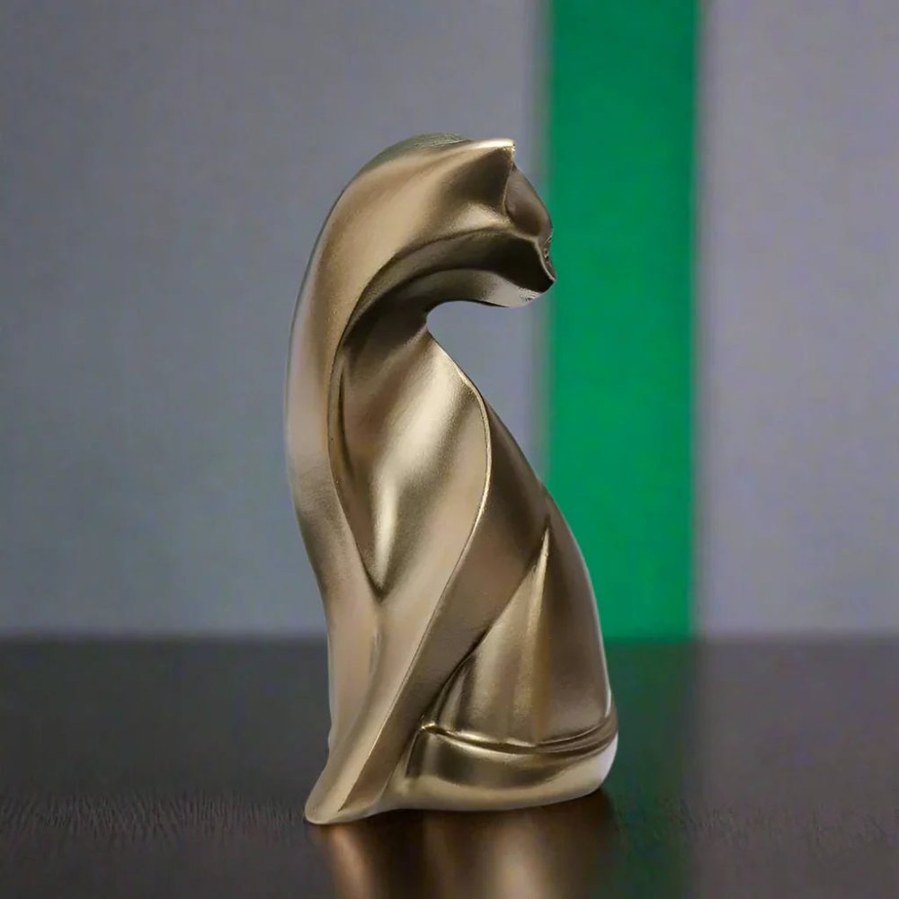 6" Bronze Resin Cat Hand Painted Figurine