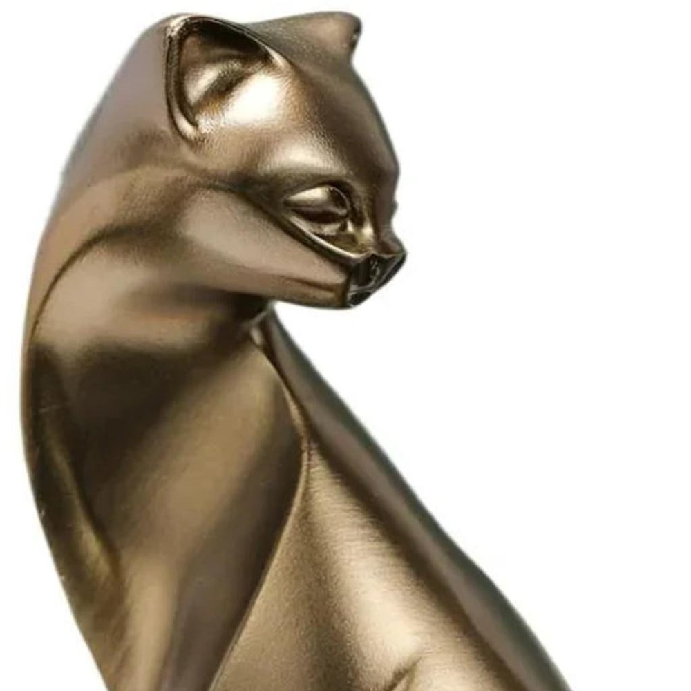6" Bronze Resin Cat Hand Painted Figurine