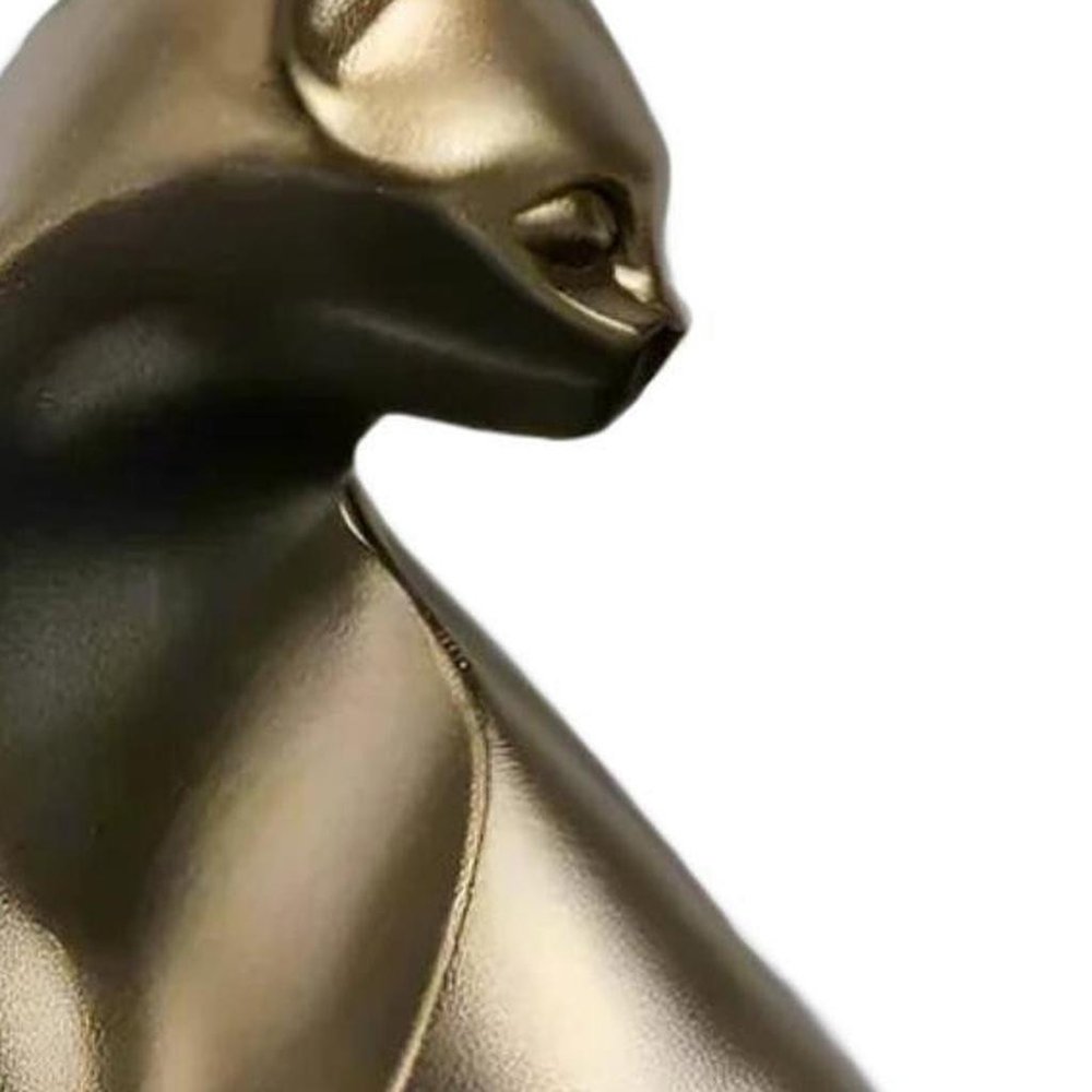 6" Bronze Resin Cat Hand Painted Figurine