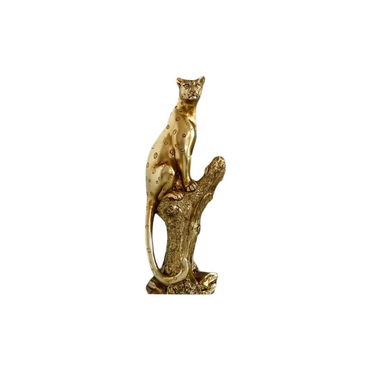 13" Bronze Resin Leopard Hand Painted Statue
