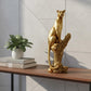 13" Bronze Resin Leopard Hand Painted Tabletop Sculpture