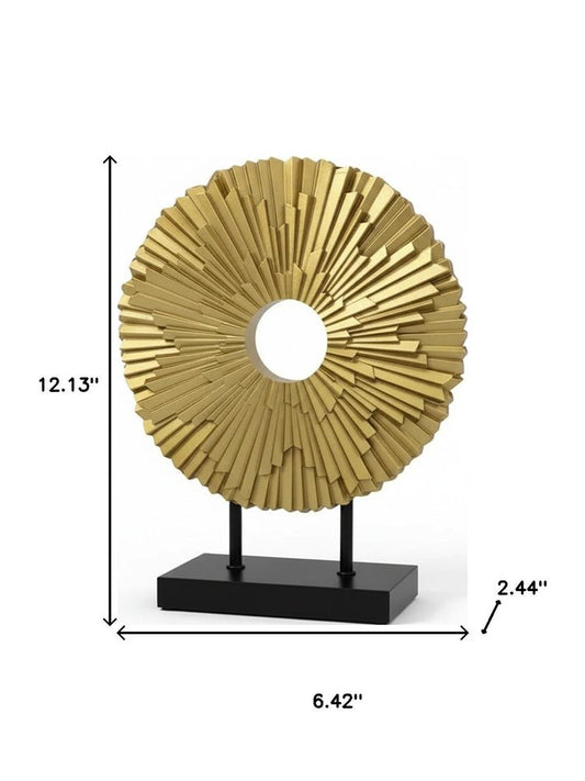 12" Gold Resin Sunflower Hand Painted Tabletop Sculpture