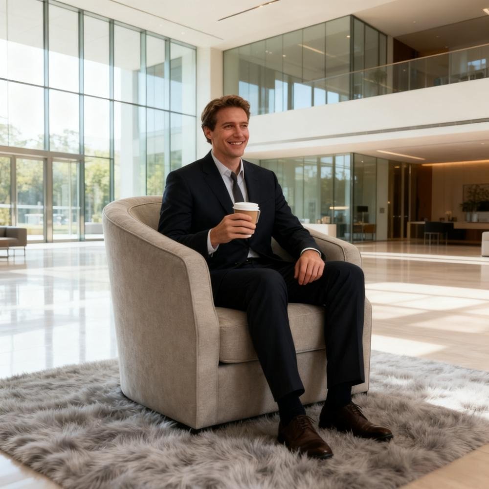 32" Beige Fabric Upholstered Arm Chair