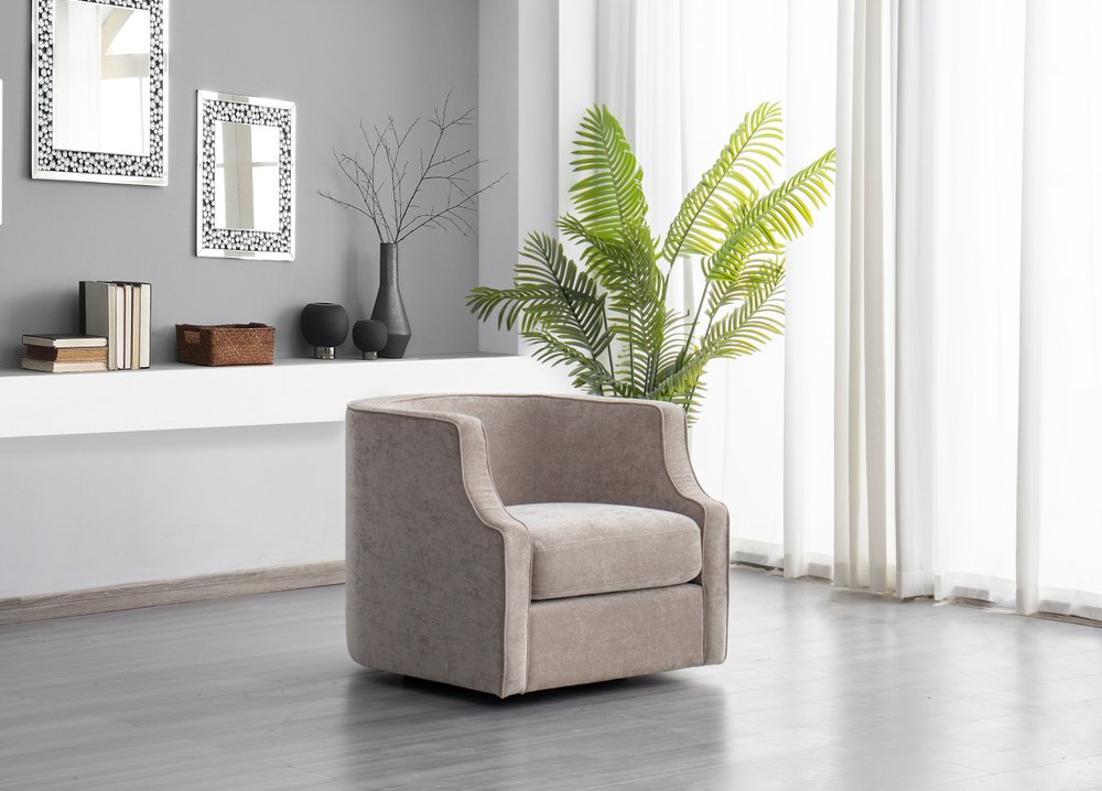 32" Beige Fabric Upholstered Arm Chair