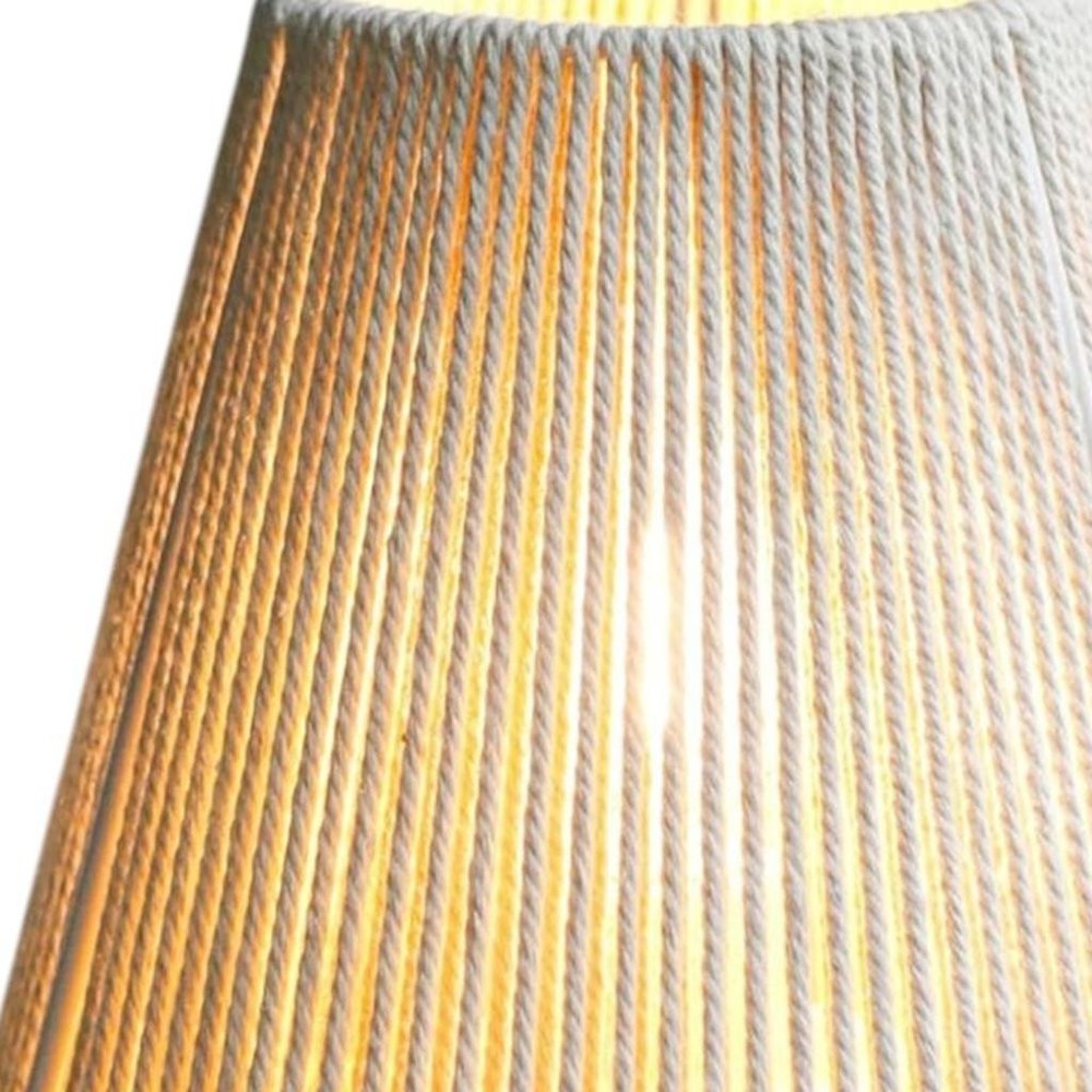 7" Beige Battery Operated Geometric String Shade Desk Lamp