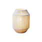 7" Beige Battery Operated Geometric Desk Lamp With Novelty Shade