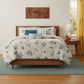 Set of Seven Blue And Ivory King Ring Stitch Sham And Comforter