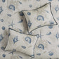 Set of Seven Blue And Ivory King Ring Stitch Sham And Comforter