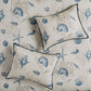 Set of Seven Blue And Ivory King Ring Stitch Sham And Comforter