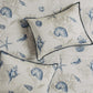 Set of Seven Blue And Ivory Shells and Starfish King Ring Stitch Comforter And Sham