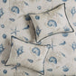 Set of Seven Blue And Ivory Queen Ring Stitch Sham And Comforter
