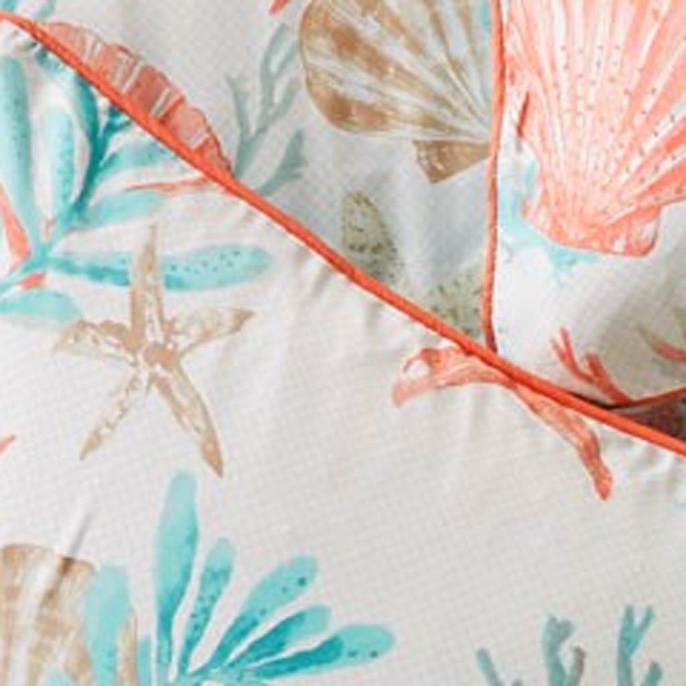 Set of Seven Aqua And Coral King Ring Stitch Sham And Comforter