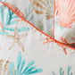 Set of Seven Aqua And Coral King Ring Stitch Sham And Comforter