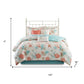 Set of Seven Aqua And Coral King Ring Stitch Sham And Comforter