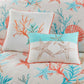 Set of Seven Aqua And Coral King Ring Stitch Sham And Comforter