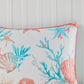 Set of Seven Aqua And Coral King Ring Stitch Sham And Comforter