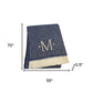 55" X 70" Navy Blue And White Herringbone Cotton Blend S Initial Throw Blanket with Tassels And Embroidery