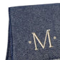 55" X 70" Navy Blue And White Herringbone Cotton Blend S Initial Throw Blanket with Tassels And Embroidery