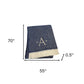 55" X 70" Navy Blue And White Herringbone Cotton Blend S Initial Throw Blanket with Tassels And Embroidery